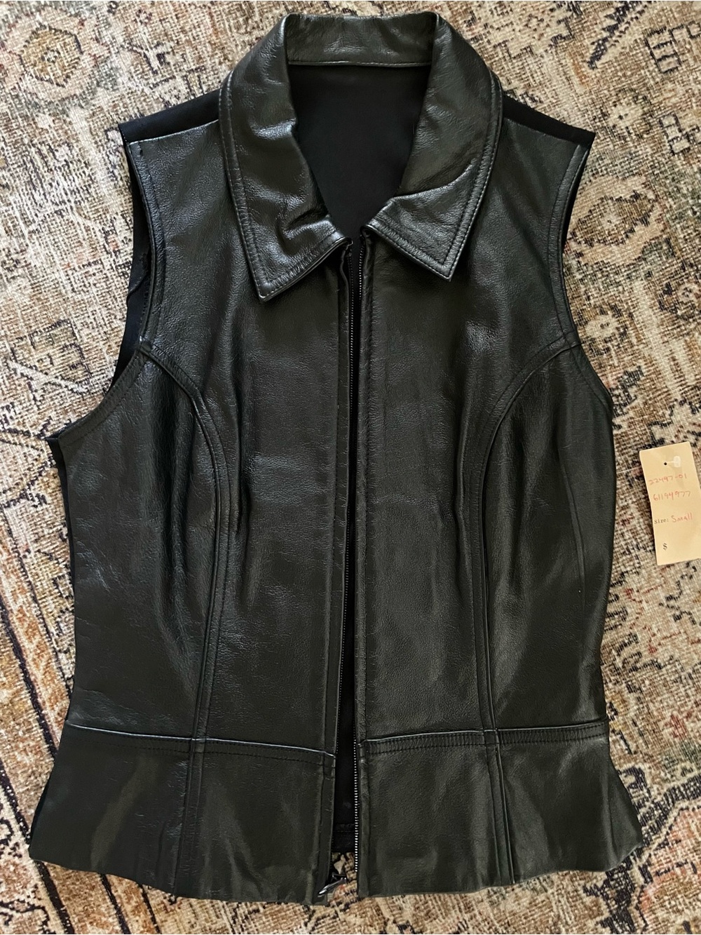 Wilson Women's Black Leather Sleeveless Zip-Front Vest